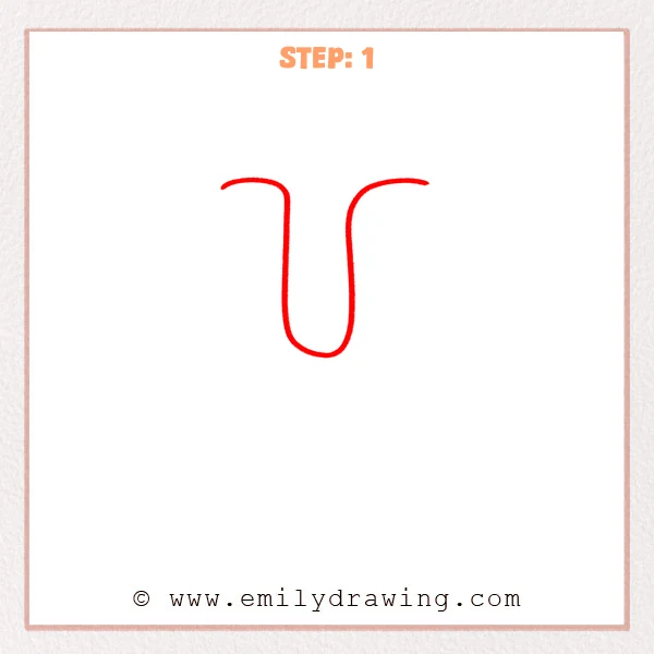 how to draw a bubble letter u - A simple outline of a bubble letter U sketch with a rounded bottom and slightly flared curved ends at the top.